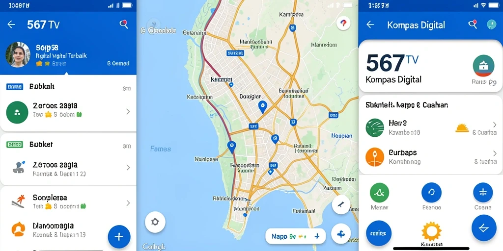 Antarmuka 567TV menampilkan kompas digital yang akurat dan cuaca real-time.