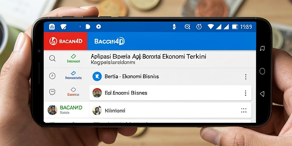 Antarmuka aplikasi BACAN4D menampilkan berita dan statistik ekonomi.