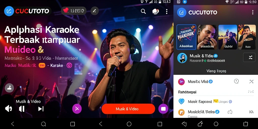 Tampilan antarmuka pengguna CUCUTOTO untuk fungsi Karaoke yang menarik.