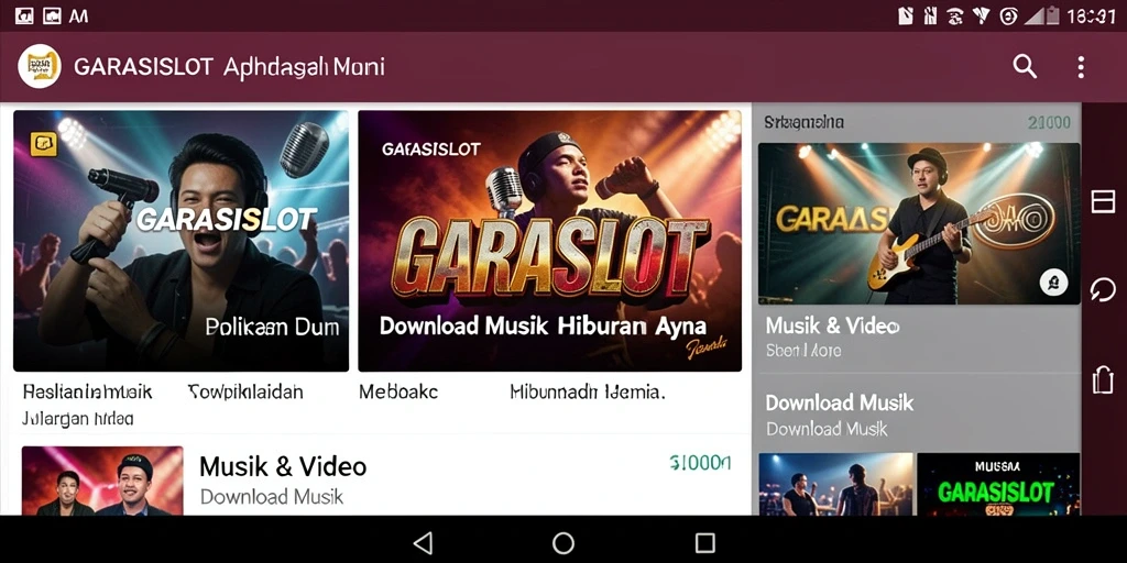 Tampilan antarmuka GARASISLOT yang intuitif untuk Download Musik.