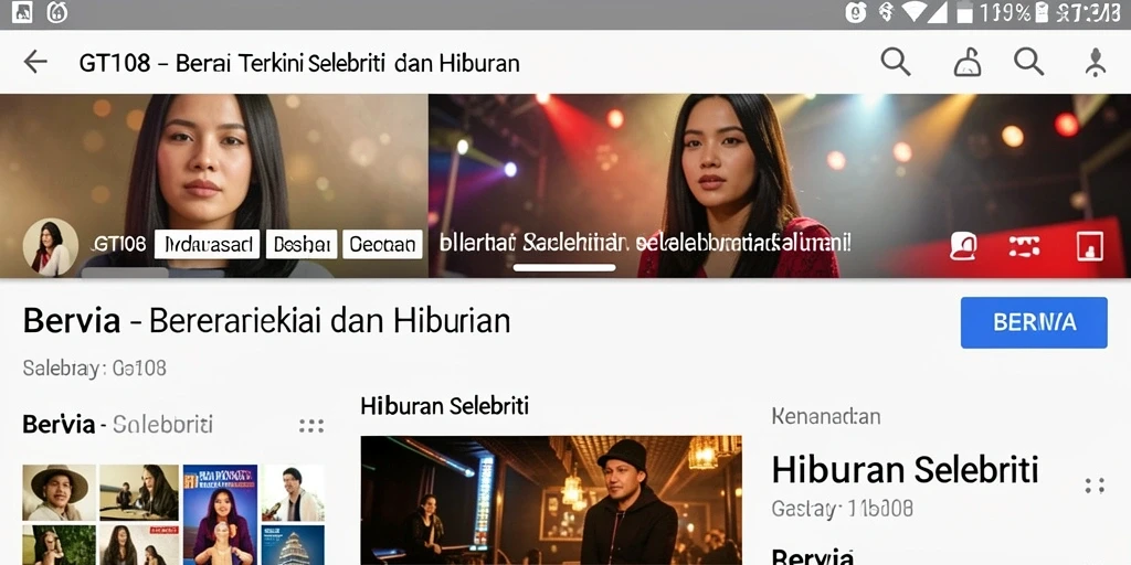 Antarmuka pengguna GT108 yang menampilkan berita hiburan terkini.