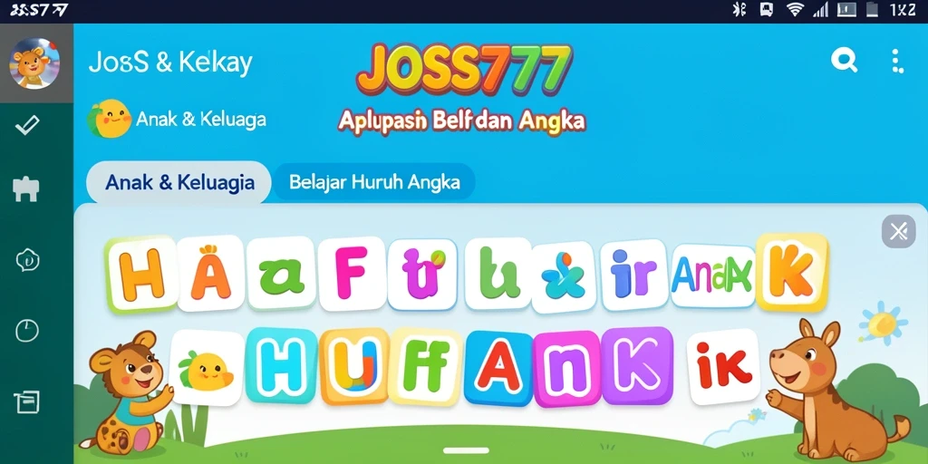 Tampilan antarmuka belajaran huruf dan angka yang interaktif.