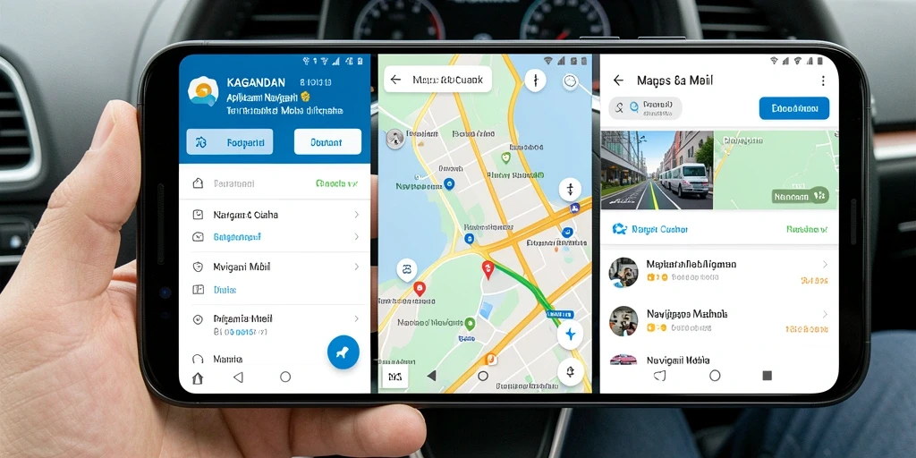 Tampilan antarmuka aplikasi KAGANDAN yang intuitif untuk navigasi mobil.