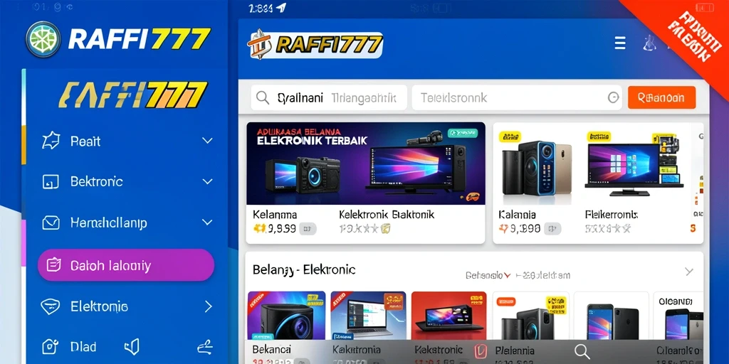 Tampilan antarmuka aplikasi RAFFI777 yang mudah digunakan untuk belanja elektronik.