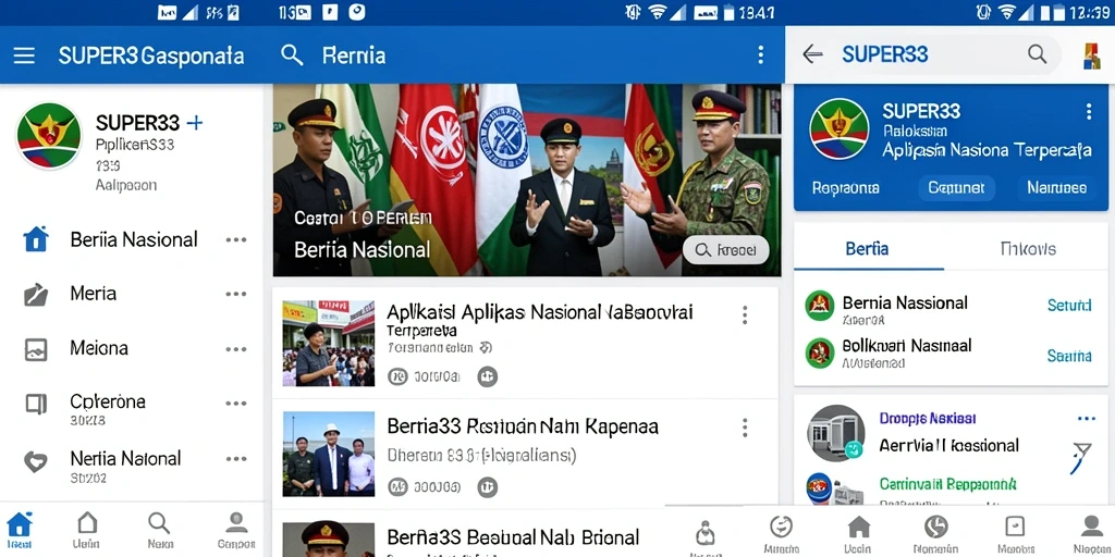 Antarmuka aplikasi SUPER33 yang menampilkan berita nasional terkini.
